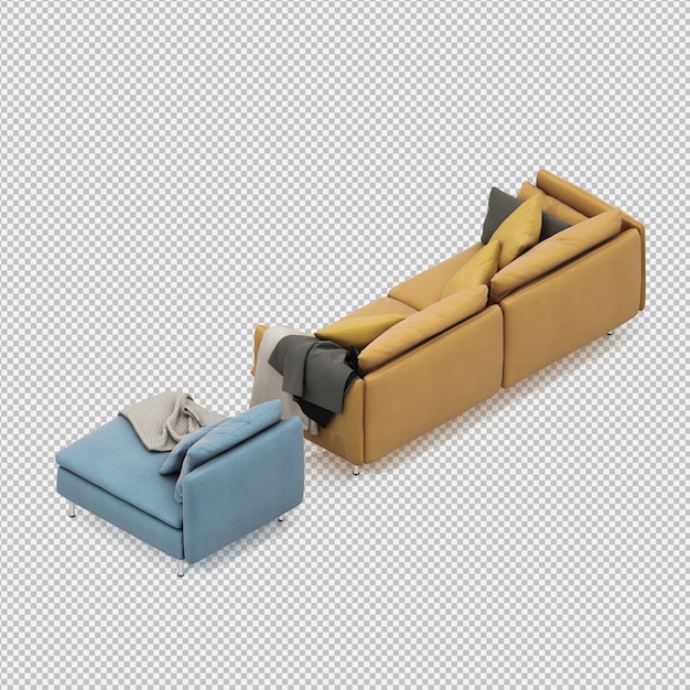 Isometric Sofa 3d Rendu Isolé