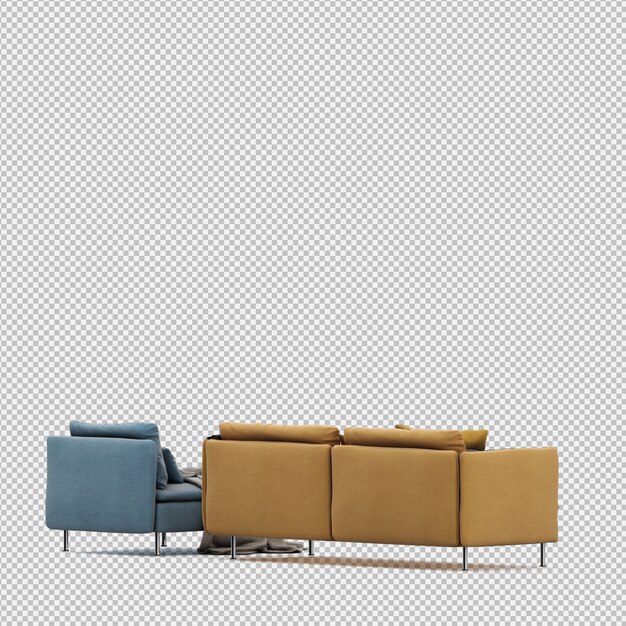 Isometric Sofa 3d Rendu Isolé