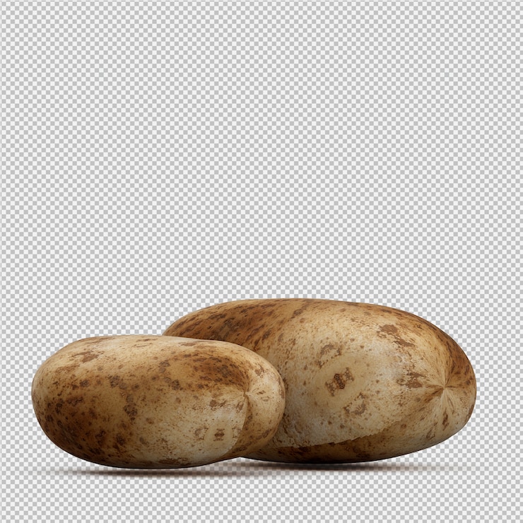 PSD isométrica batatas 3d render