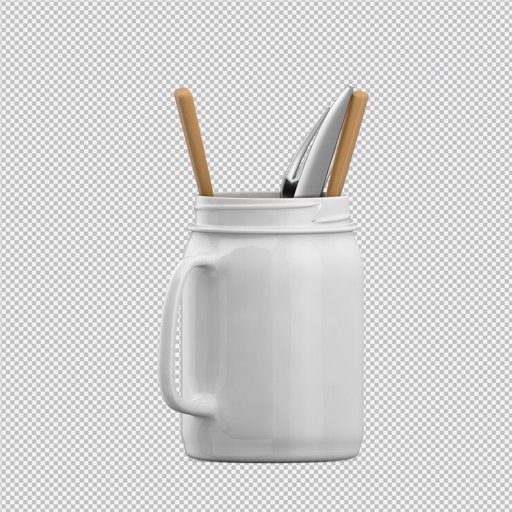 PSD isométrica utensilios de cocina 3d render