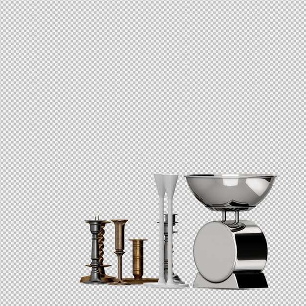 Isométrica utensilios de cocina 3D render