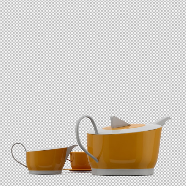 Isométrica utensilios de cocina 3D render