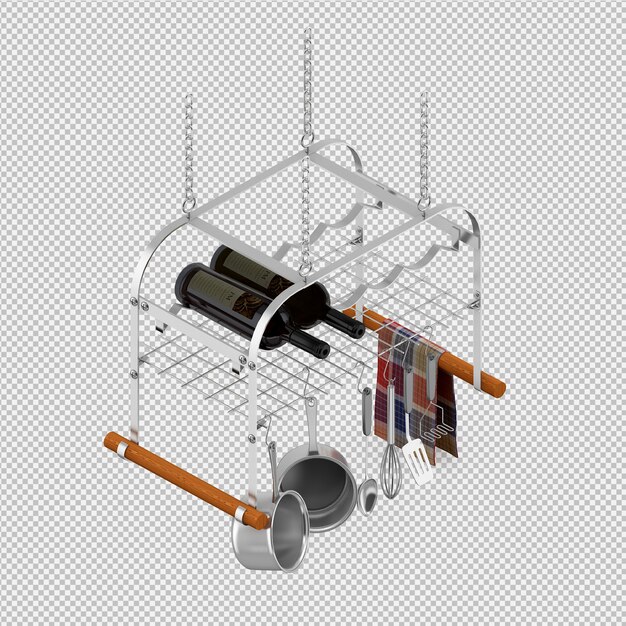 Isométrica utensilios de cocina 3D render