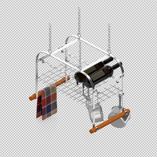 Isométrica utensilios de cocina 3D render