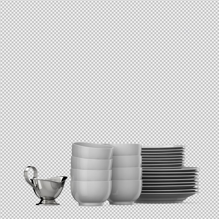 PSD isométrica utensilios de cocina 3d render
