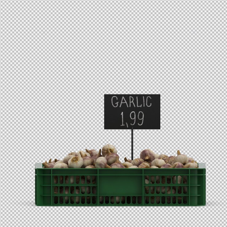 PSD isométrico alho 3d render