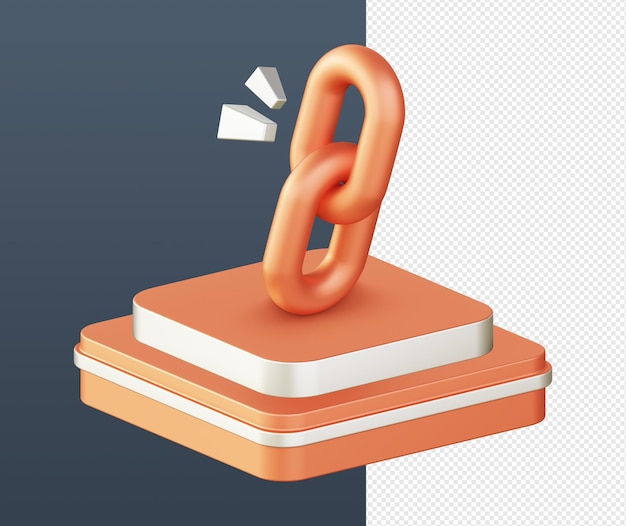 Isométrique 3d des liens de chaînes orange avec icône de podium pour les conceptions de médias sociaux d'applications mobiles web UI UX