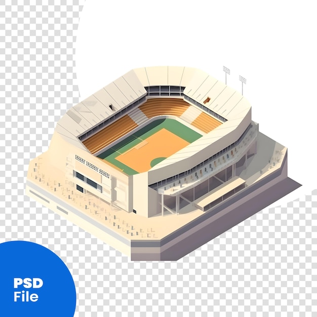 PSD isometrische ansicht eines fußballstadions auf weißem hintergrund vektorillustration psd-vorlage