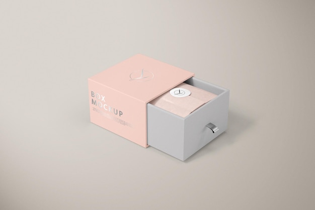 Isometrische ansicht open long box tissue mockup