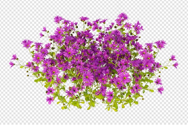 PSD isometrische blumen in 3d-rendering isoliert