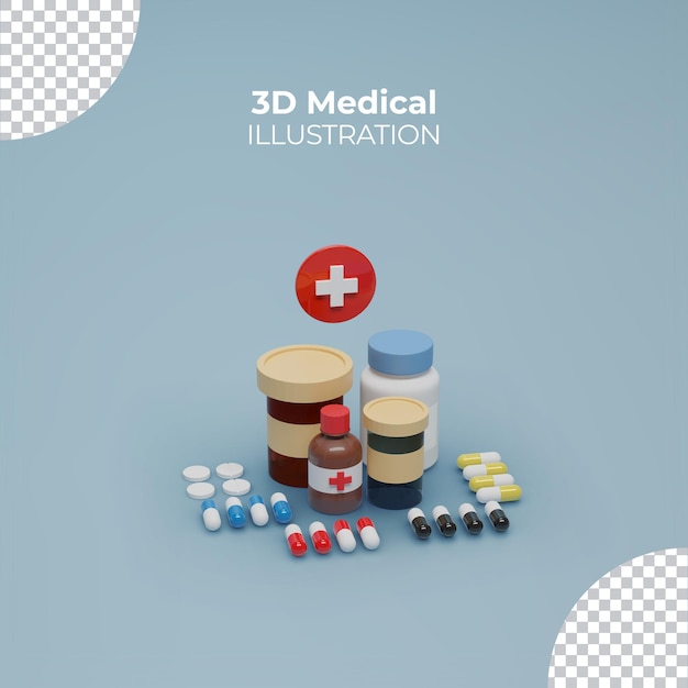 Isometrische medizinische Geräte 3D-Cartoon-Stil