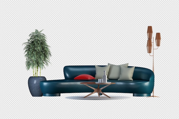 isometrische Pflanzenstuhl Sofa 3D-Rendering
