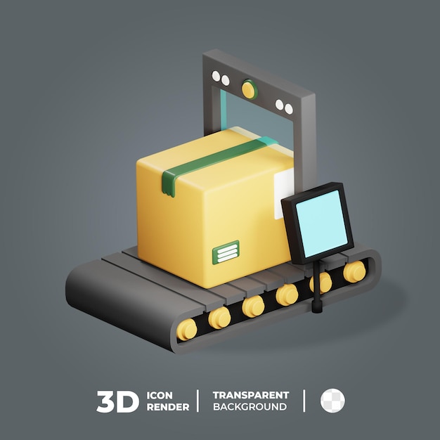 PSD isometrischer 3d-icon-paketscan