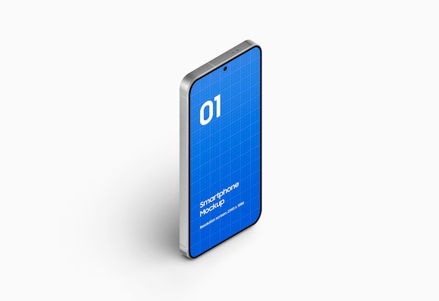 PSD isometrischer mockup des smartphone-stands auf der linken seite