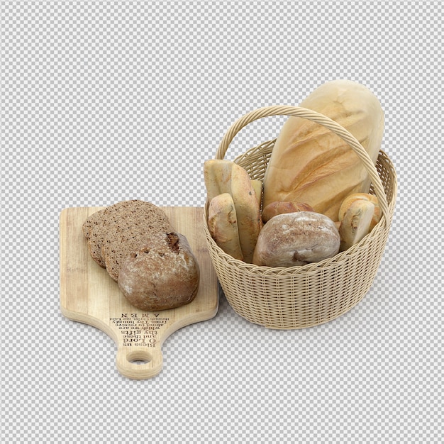 Isometrisches Brot 3D getrennt