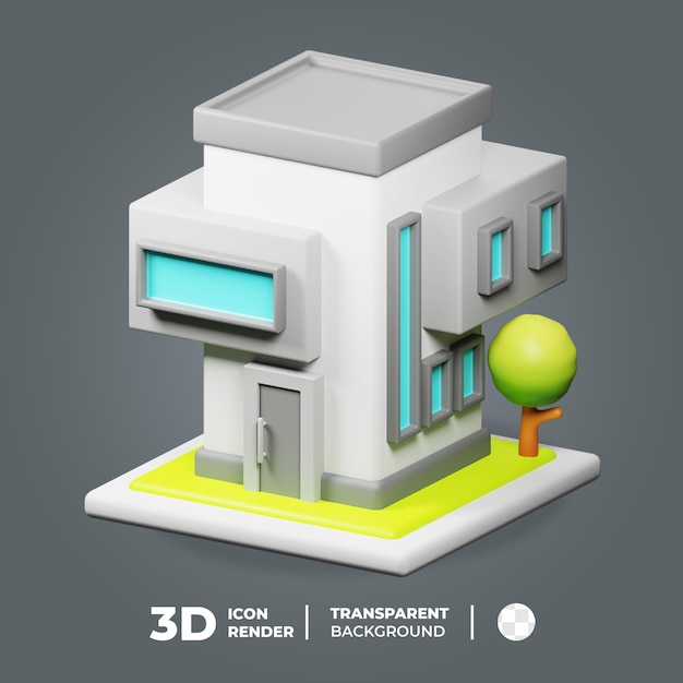 Isometrisches einfaches Bürogebäude 3d