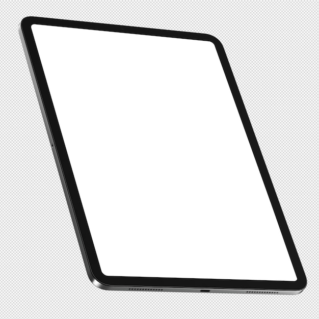 Isometrisches Foto einer grauen Tablette ohne Hintergrund Vorlage für ein Mockup