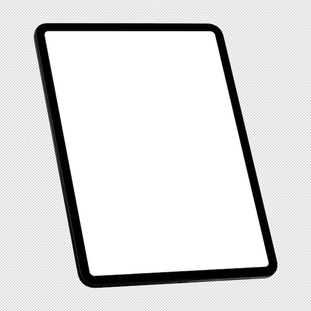 Isometrisches Foto einer schwarzen Tablette ohne Hintergrund Vorlage für ein Mockup