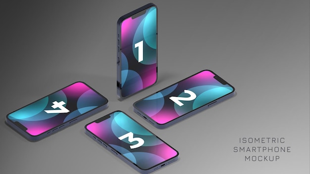 Isometrisches Smartphone-Bildschirm-Mockup-Design
