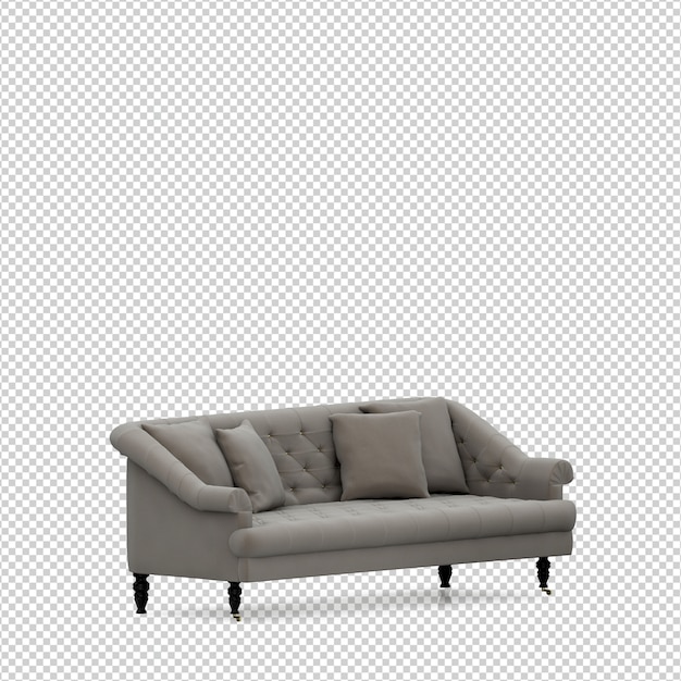 Isometrisches sofa 3d übertragen getrennt