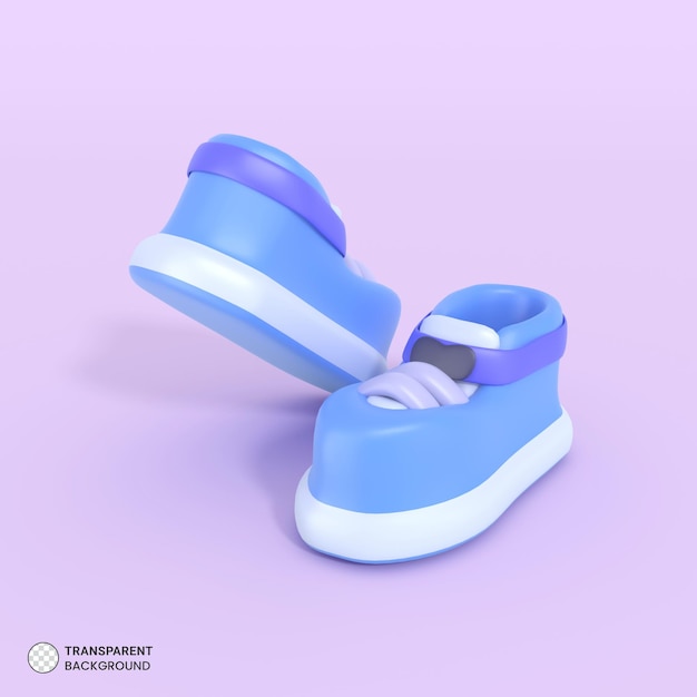 Isometrisches symbol für babyschuhe isolierte 3d-illustration