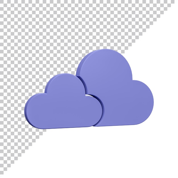 Isometrisches Symbol für Cloud-Datenspeicherung auf transparentem Hintergrund in lila Farbe
