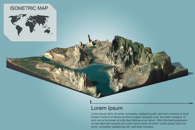 PSD isometrisches virtuelles gelände für infografiken