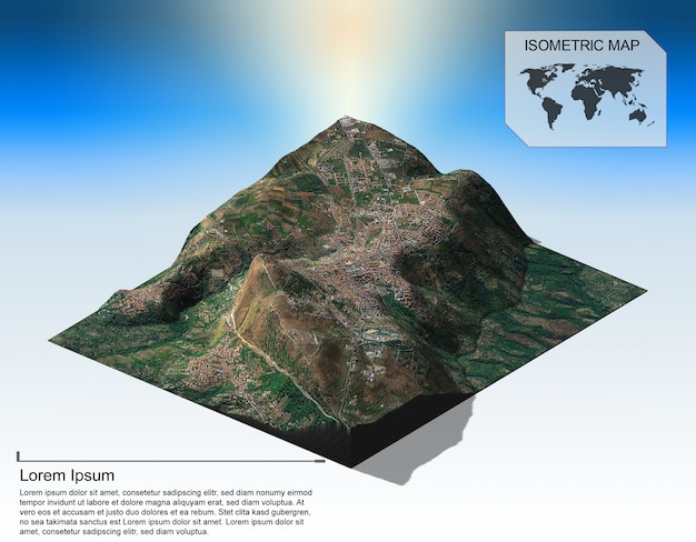 Isometrisches virtuelles gelände für infografiken