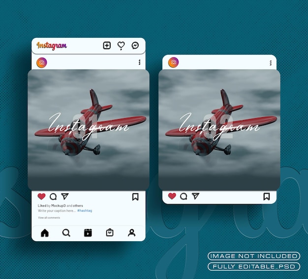 PSD iu flutuante 3d de maquete de postagem do instagram