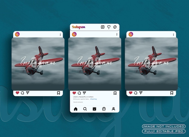IU flutuante 3D de maquete de postagem do Instagram