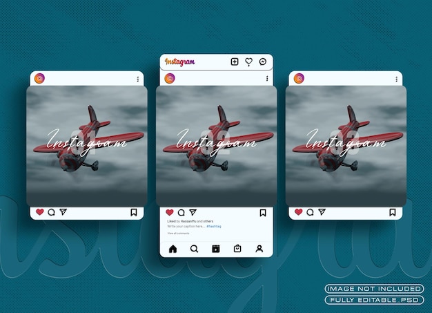PSD iu flutuante 3d de maquete de postagem do instagram