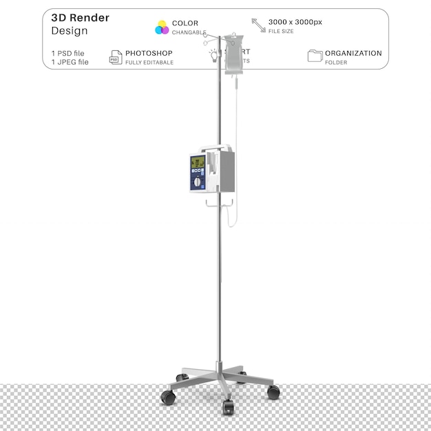 PSD iv stand modèle 3d modélisation 3d fichier psd équipement médical réaliste