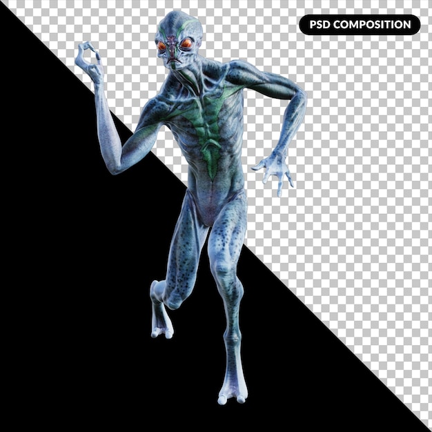 Izolované 3D zobrazení mimozemské bytosti
