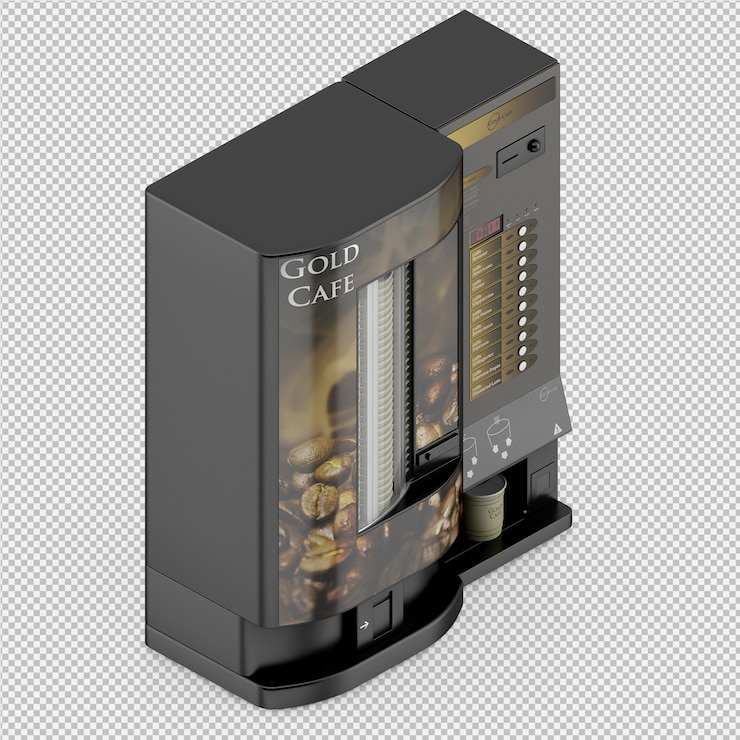 PSD izometrické 3d renderování kávovaru izolované