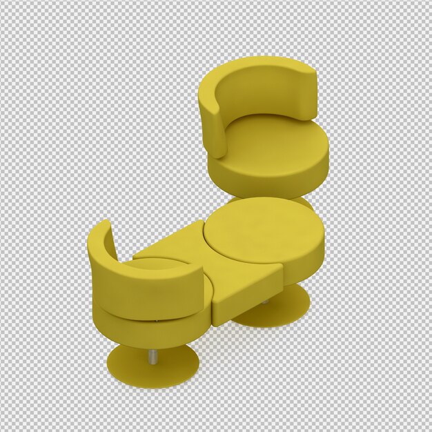 Izometrické 3D renderování židle