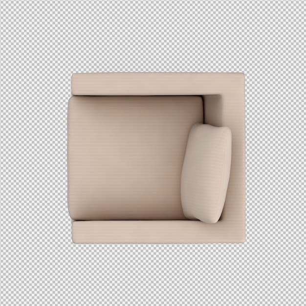 Izometrické křeslo, 3D renderování
