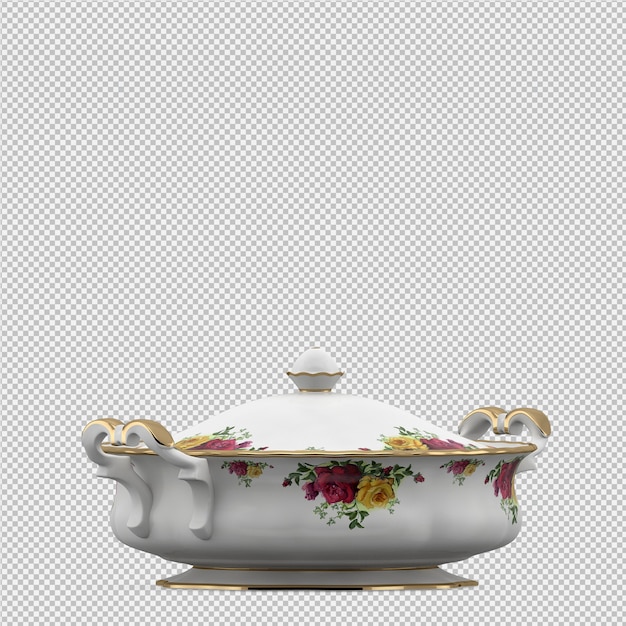 Izometrický 3D render hrnce izolovaný