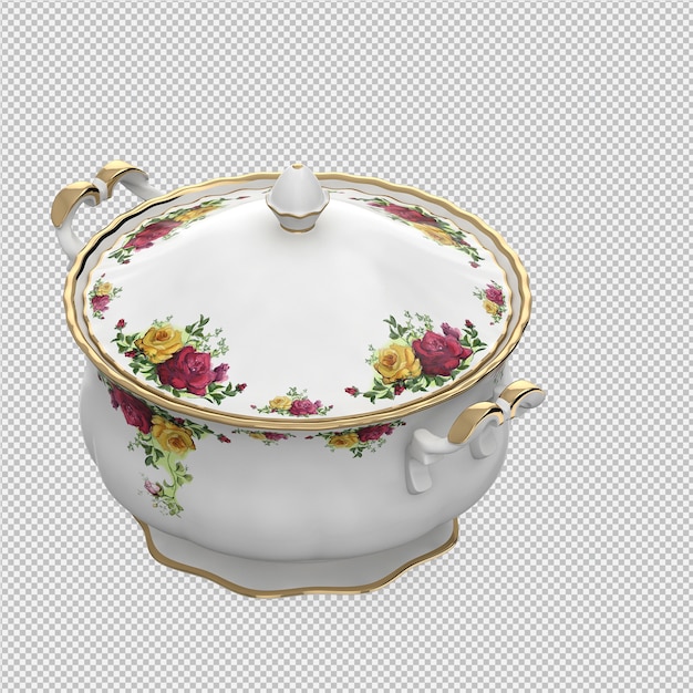 Izometrický 3D render hrnce izolovaný