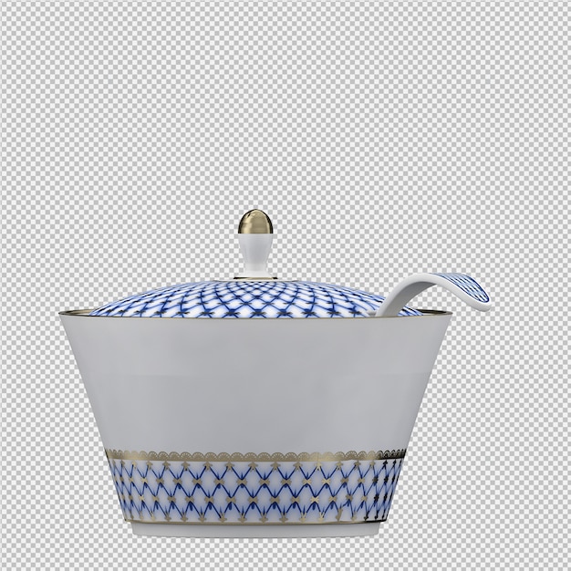 Izometrický 3D render hrnce izolovaný