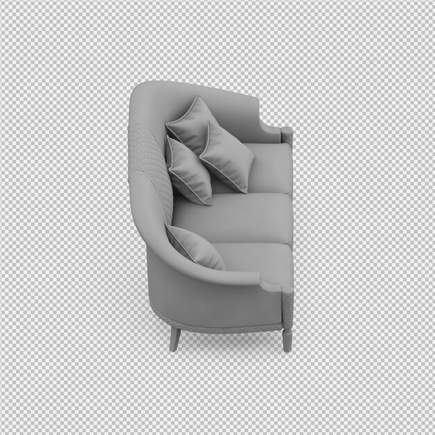 Izometrický 3D renderování pohovky izolovaný