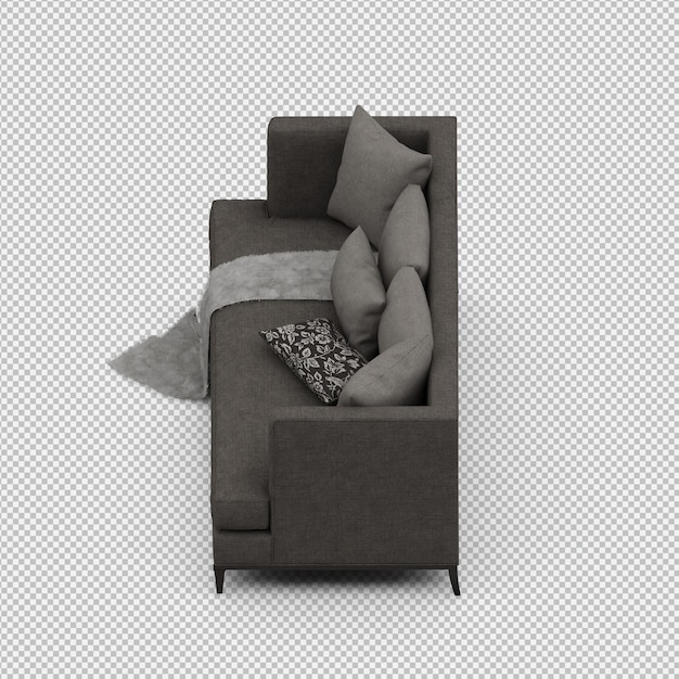 Izometrický 3D renderování pohovky izolovaný