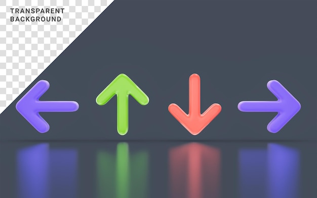 izquierda derecha arriba y abajo signo de flecha aspecto minimalista fondo oscuro concepto de renderizado 3d para indicador