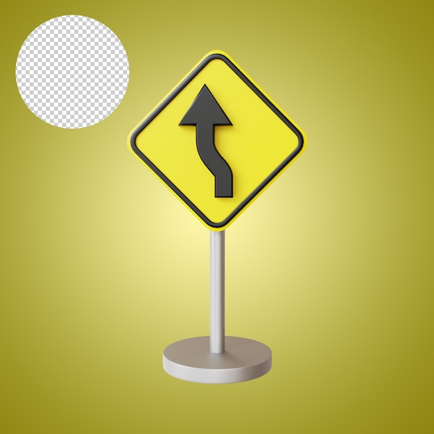 PSD izquierda s curve road sign tráfico representación 3d