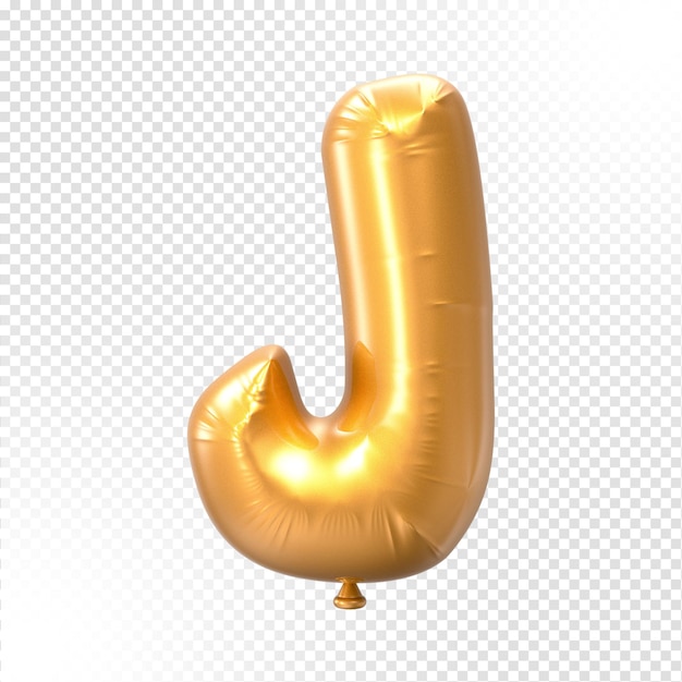 J Balloon Font Gold Renderización en 3D