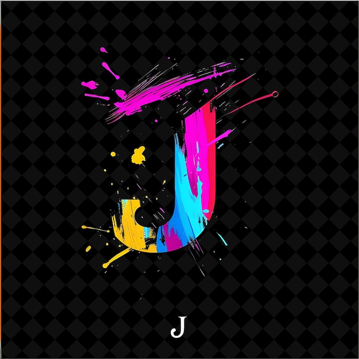 PSD j con letra dibujada a mano diseño de logotipo estilo con j en forma de int ilustración diseños vectoriales de logotipo