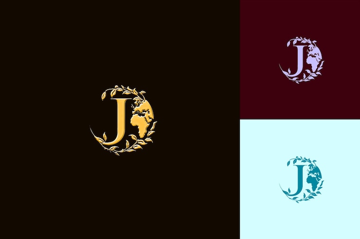 PSD j letter with earth logo design style with j shaped into a j nature abstract vector collections (collezioni vettoriali astratte della natura)