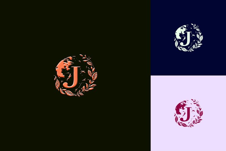 PSD j letter with earth logo design style with j shaped into a j nature abstract vector collections (collezioni vettoriali astratte della natura)