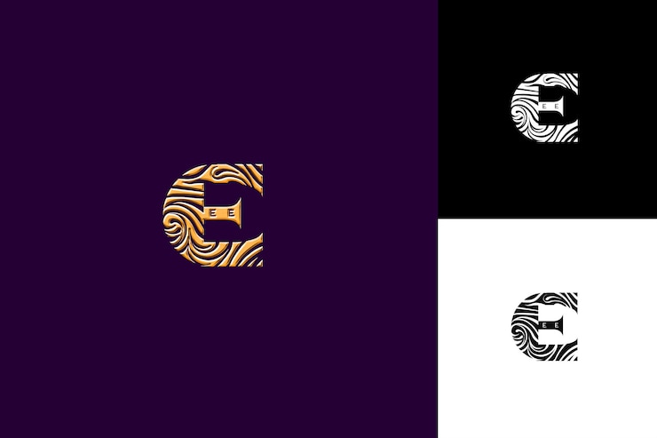 PSD j8 buchstabe e mit anfangs-logo-design-stil mit e-form in eine illustration logo-vektor-designs