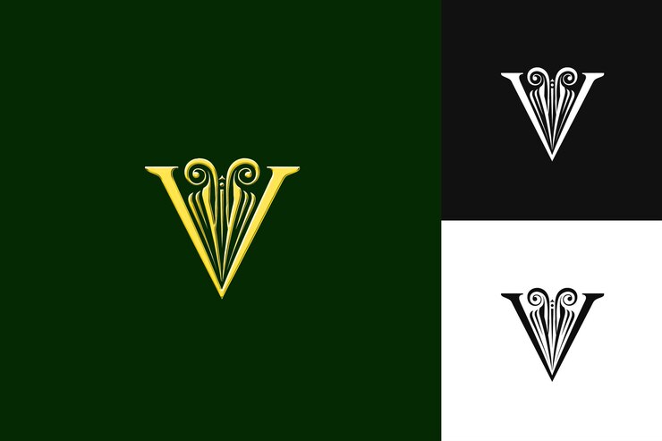PSD j8 carta v logo con sumptuosidad real firma estilo del logotipo ilustración diseños vectoriales del logotipo