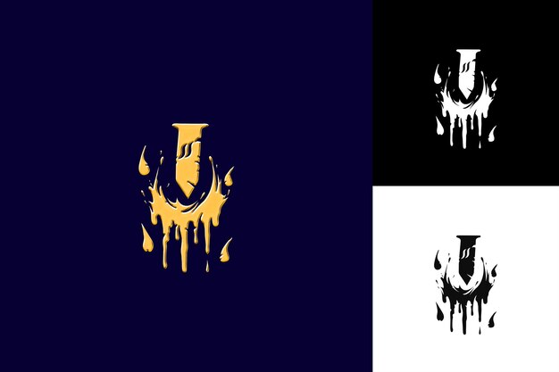 J8 Letra I con fuego Estilo de diseño de logotipo con I en forma de I Ilustración Diseños vectoriales de logotipo